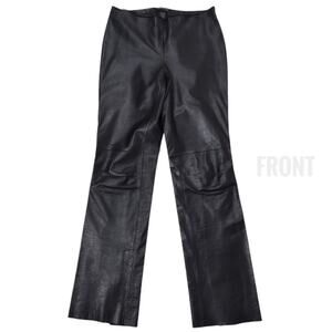 KENNETH COLE Black Leather Straight Leg Pants Size 4 Simple Clean Moto Biker